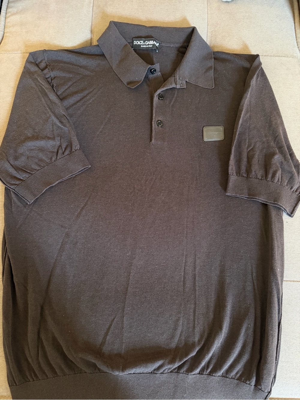 Dolce & Gabbana Men’s Dark Brown Short-Sleeve Polo